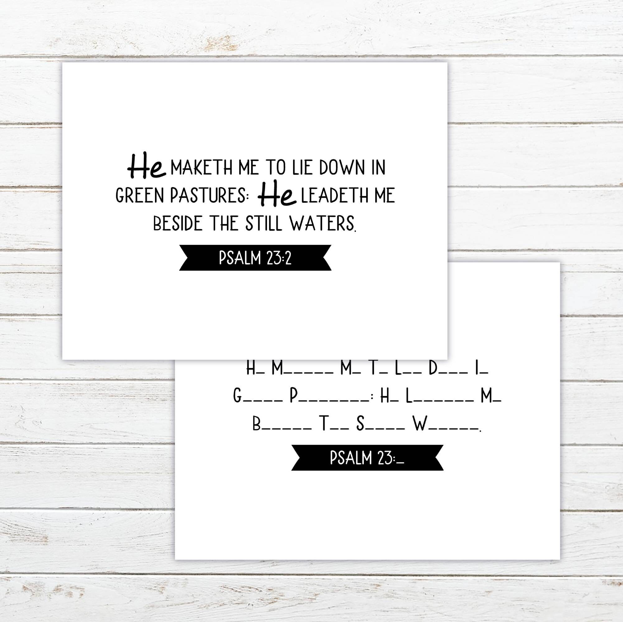 Psalm 23 Printable Scripture Cards | KJV | 6 Card Set | Large Font Size ...