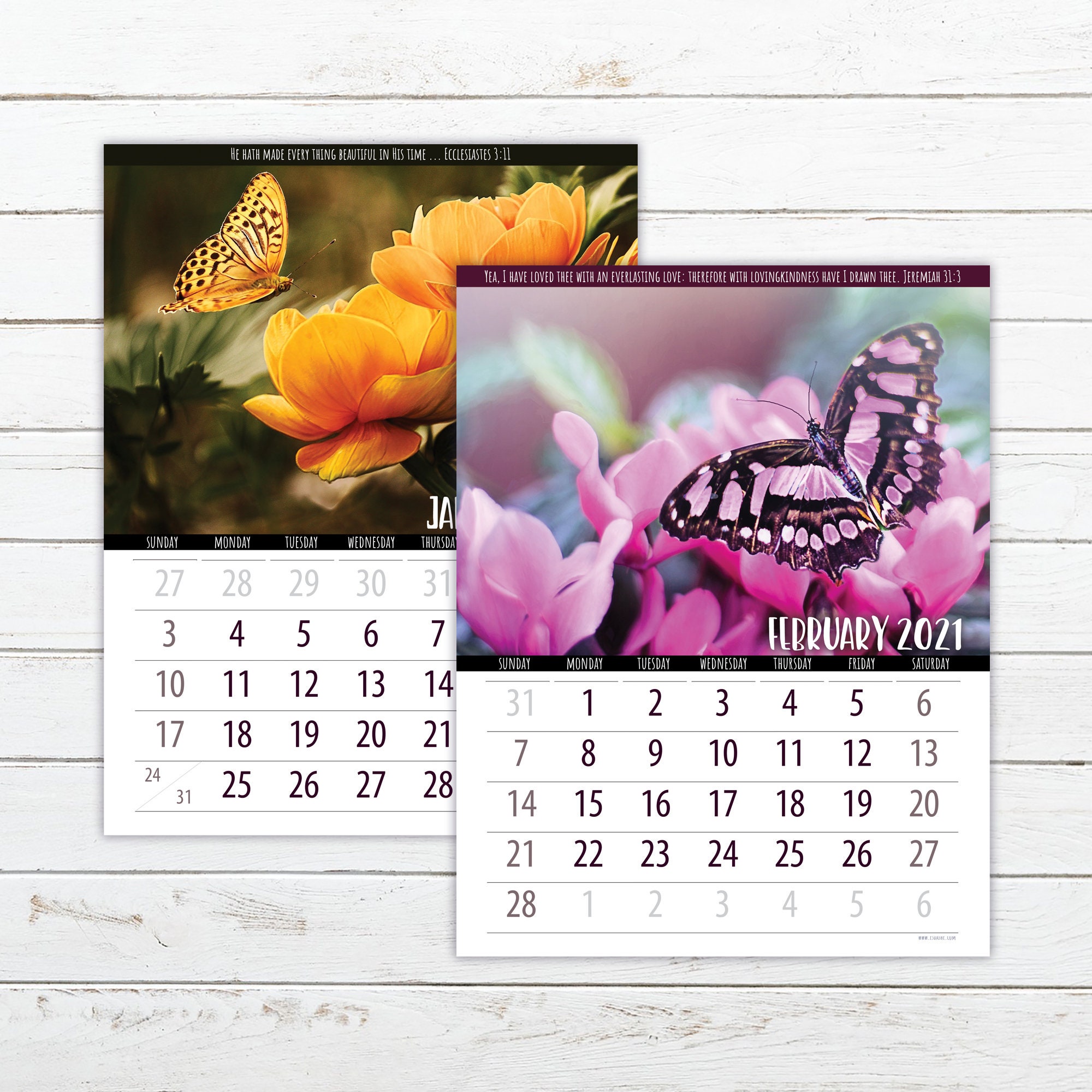 2021 Butterfly Calendar Printable Instant Download Etsy