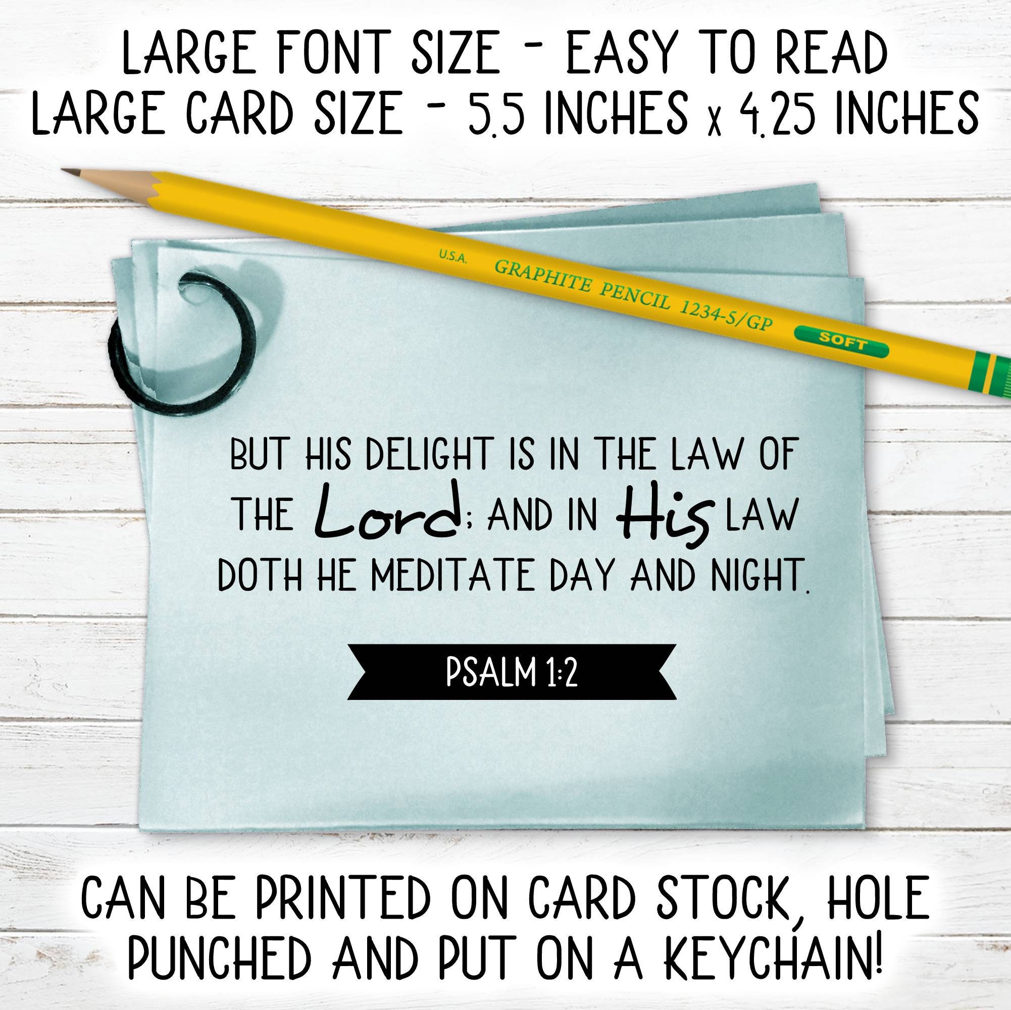 Psalm 1 Printable Scripture Cards KJV 6 Card Set Large Font Size 5.5x4 ...
