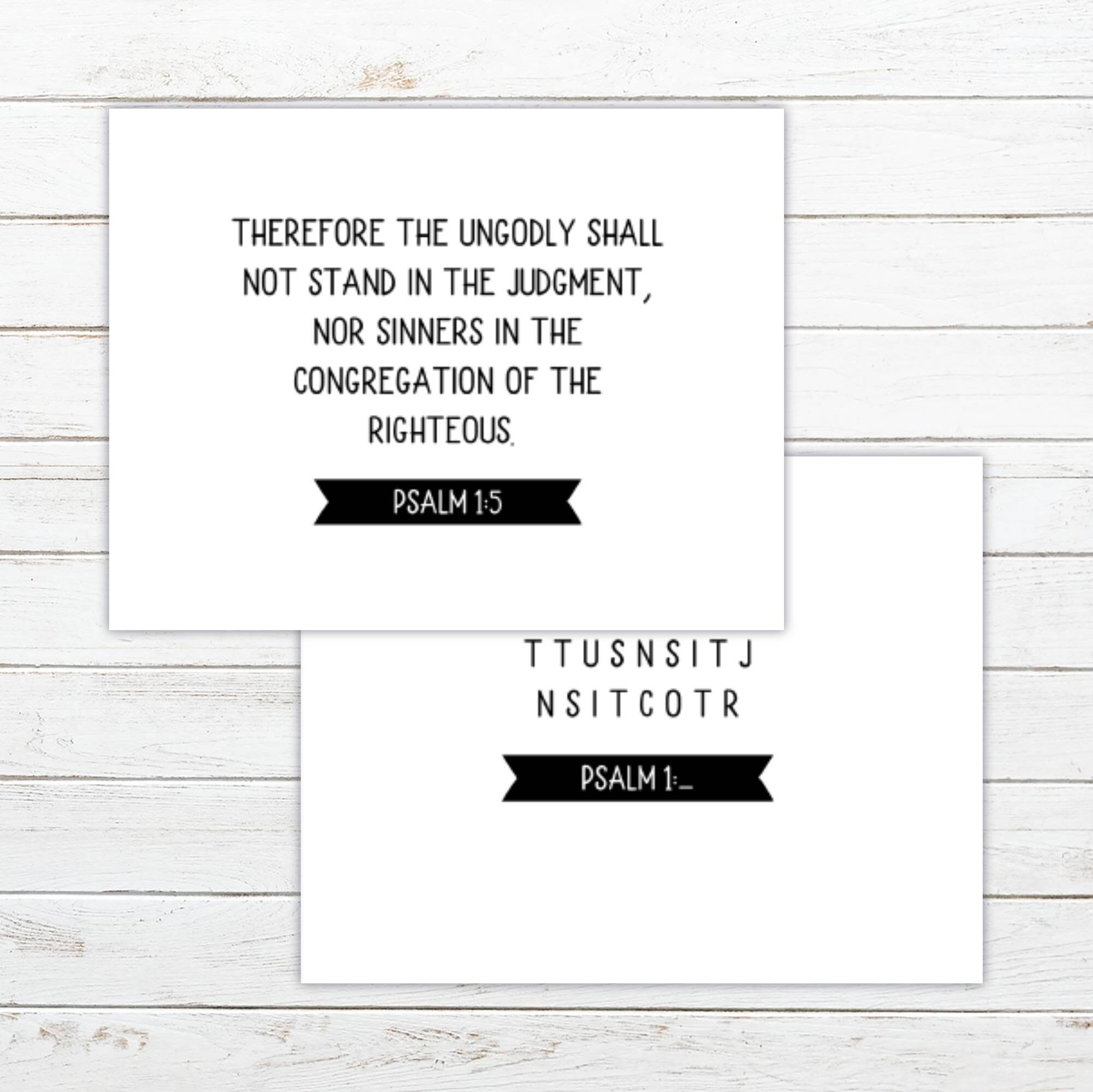 Psalm 1 Printable Scripture Cards KJV 6 Card Set Large Font Size 5.5x4 ...
