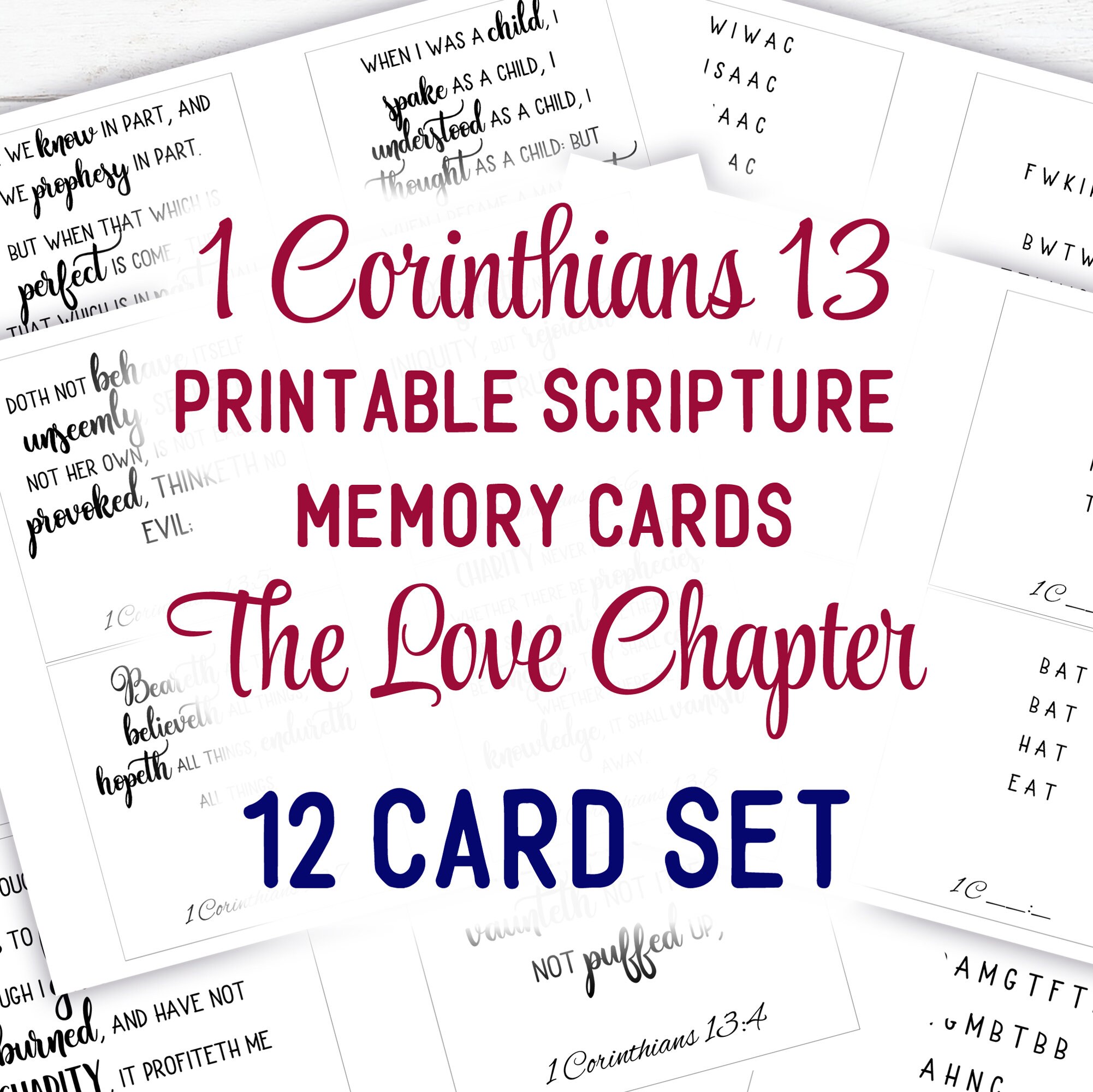 1 Corinthians 13 The Love Chapter Scripture Cards | Etsy