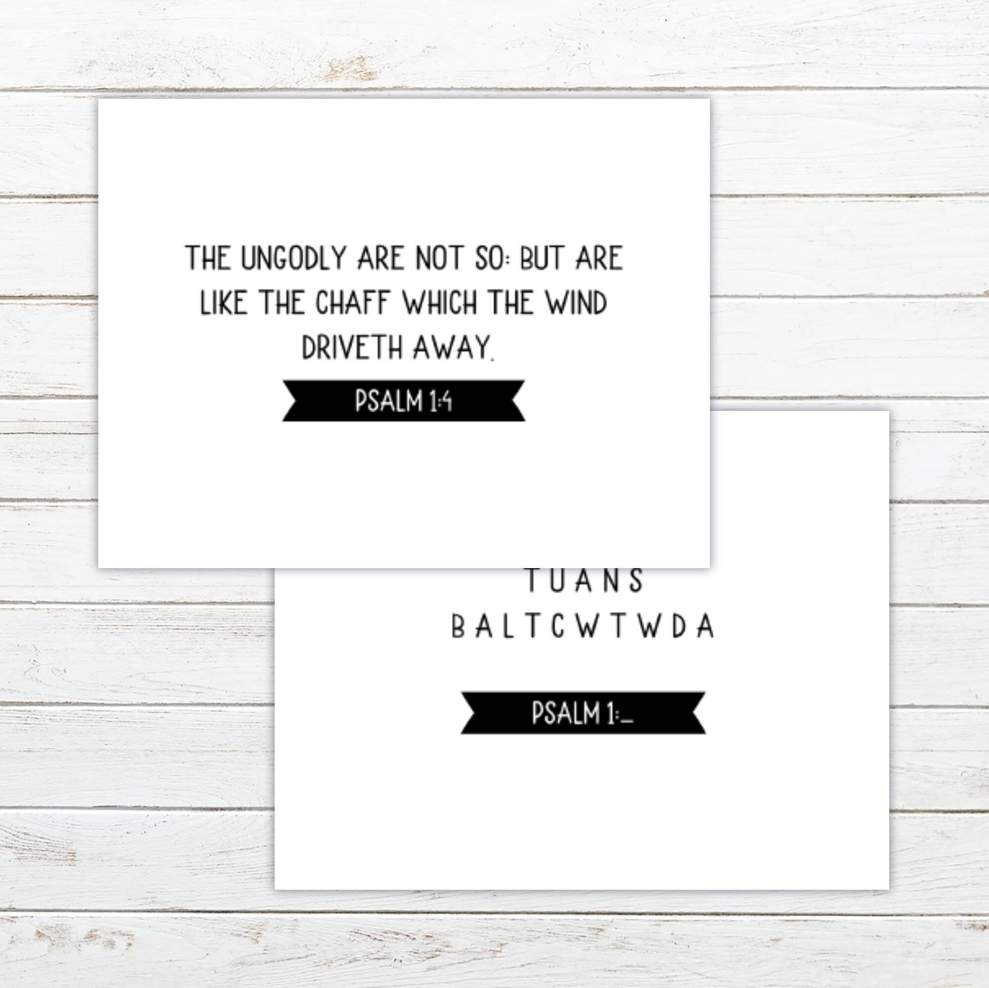 Psalm 1 Printable Scripture Cards KJV 6 Card Set Large Font Size 5.5x4 ...