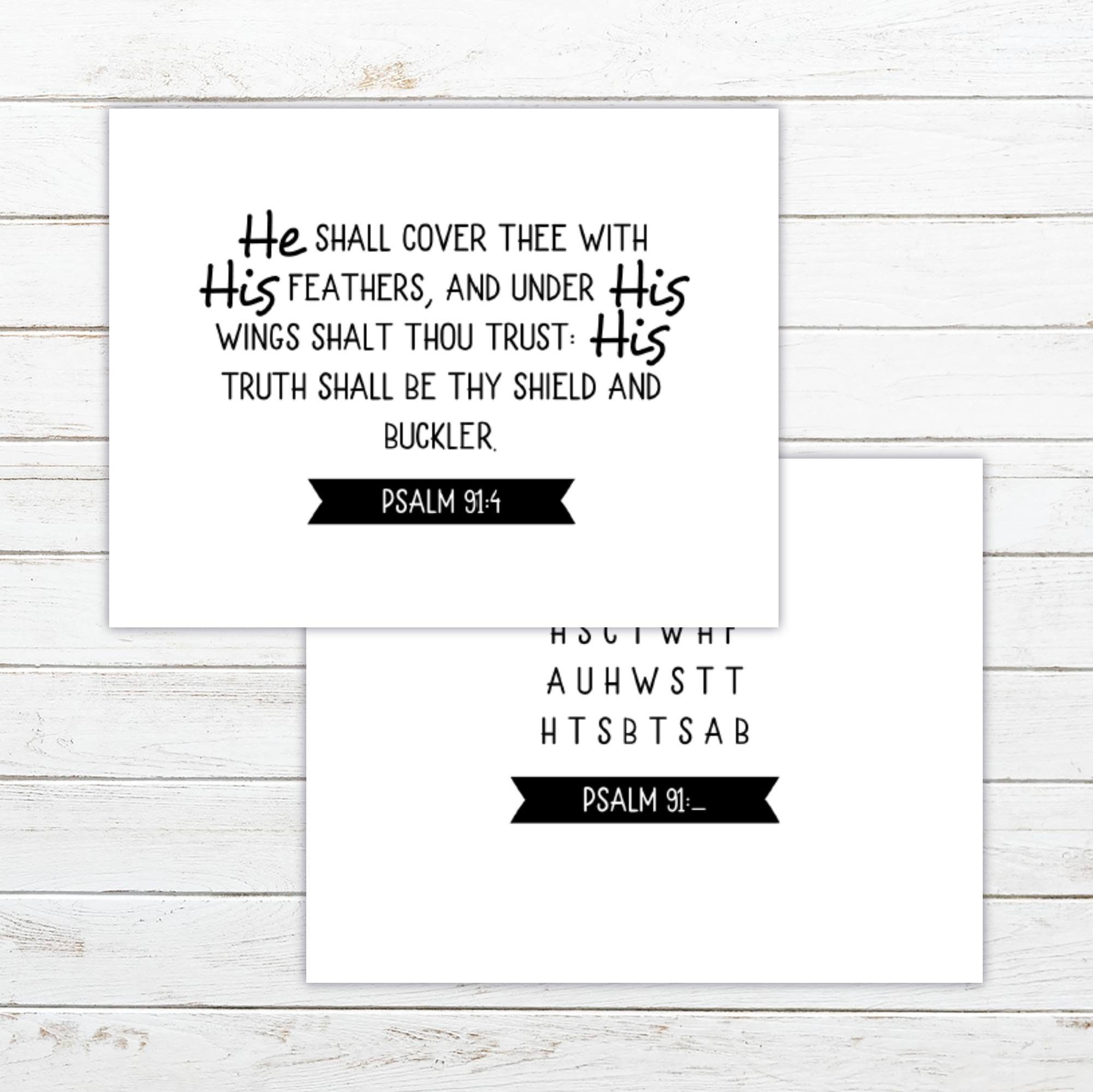Psalm 91 Printable Scripture Cards | KJV | 16 Card Set | Large Font ...