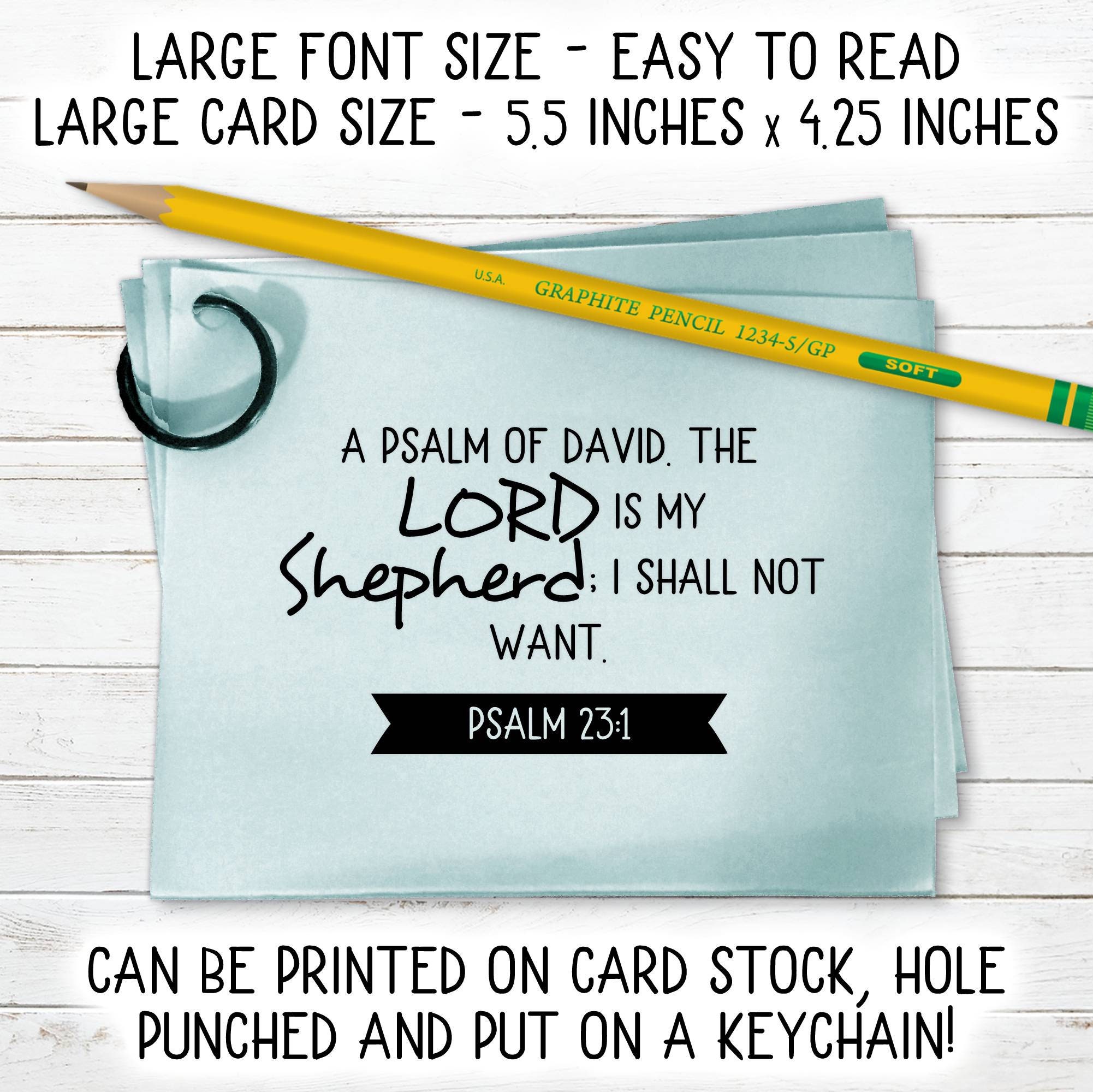 Psalm 23 Printable Scripture Cards | KJV | 6 Card Set | Large Font Size ...