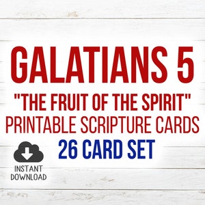 Galatians Chapter 5 Printable Scripture Cards | KJV | 26 Card Set | Large Font Size | 5.5x4.25 | Instant Download