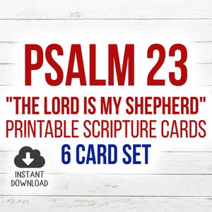 Psalm 23 Printable Scripture Cards | KJV | 6 Card Set | Large Font Size | 5.5x4.25 | Instant Download