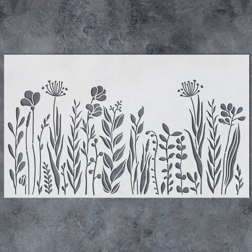 Wildflower Stencil for Painting on Wallcanvas Etsy