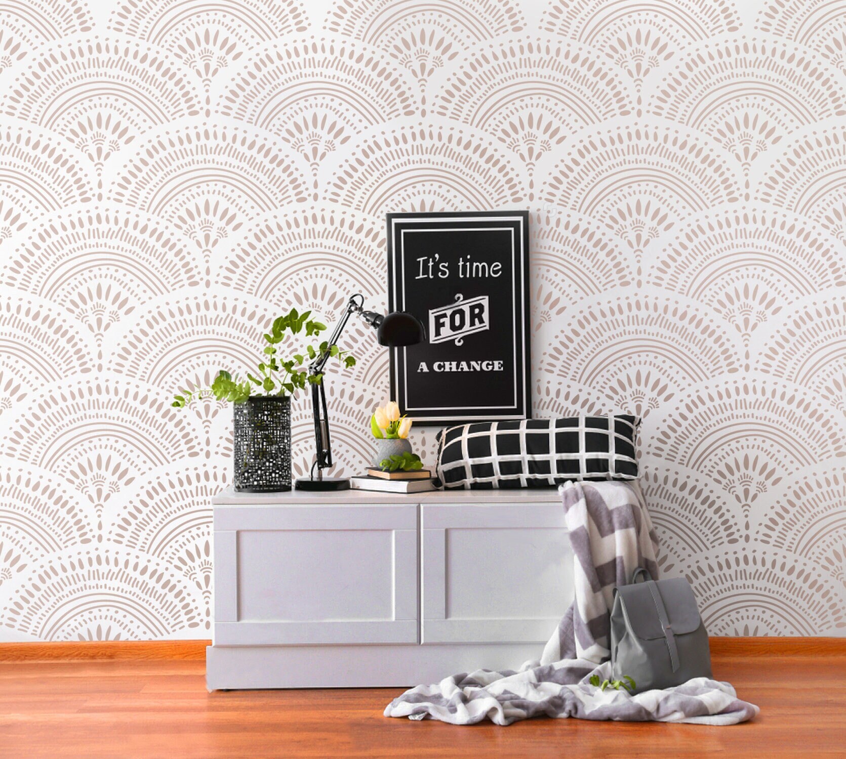 Large Geometric Pattern Wall Stencil Scandinavian Wall Stencil Etsy Canada