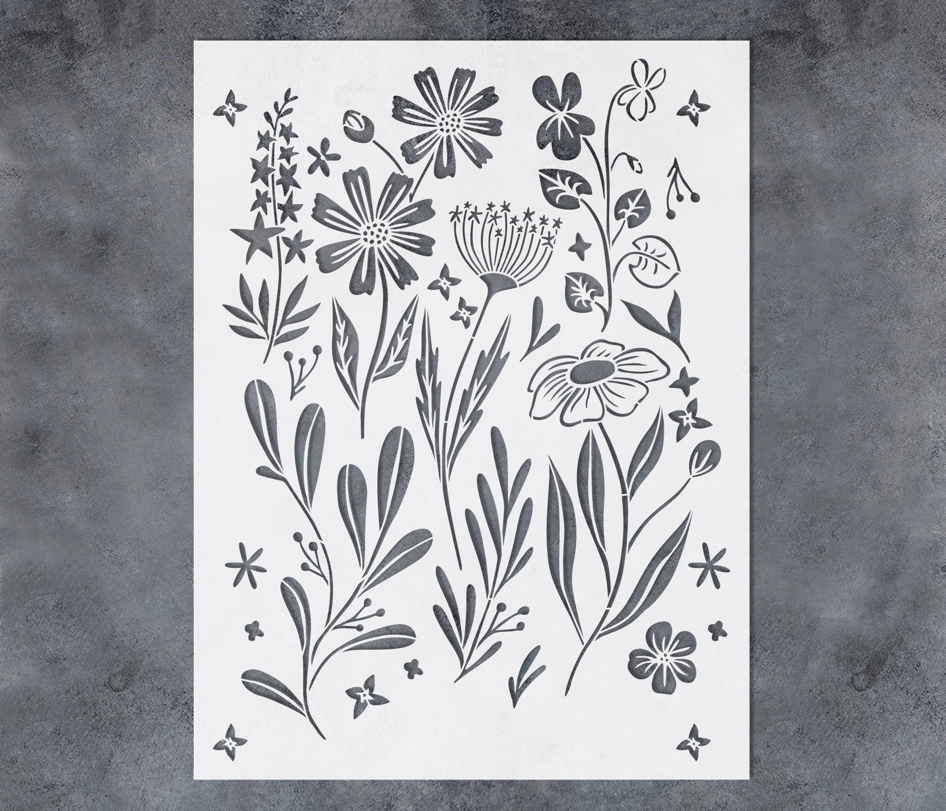Wildflower Stencil for Painting on Wallwoodcanvas Etsy UK