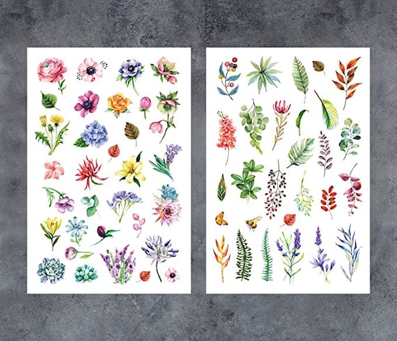 Vintage Flowers Rub on Transfers for Crafts Watercolor Plant Floral for  Crafts Wood Journaling Scrapbooking Planners Cards Making 