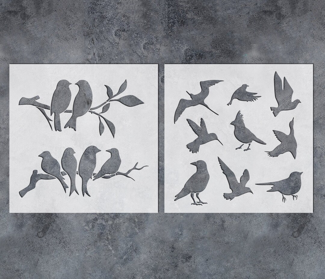Reusable Hummingbird Stencil Birds Tree Branches Stencils for Painting
