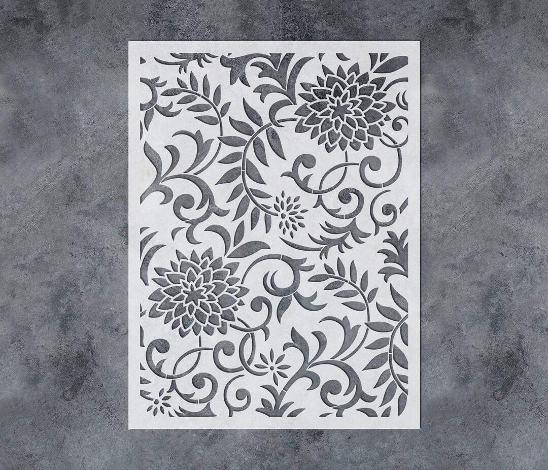 Large Floral Stencil for Painting on Wall,fruniture,wood,repeatable