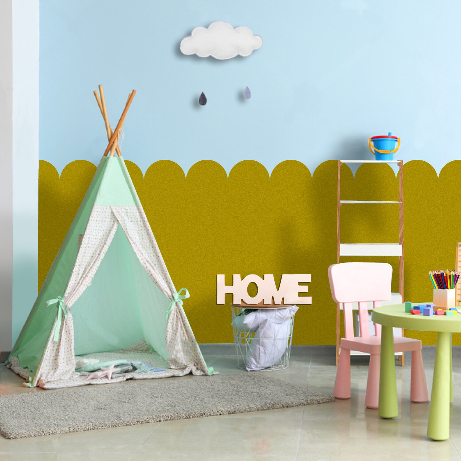 Scallop Edge Wall Stencil for Paint Scallop Border Wall Etsy