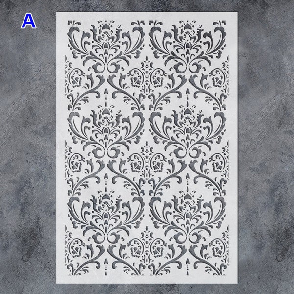 Reusable Damask Wall Stencil-Large Wall Stencils instead of Wallpaper