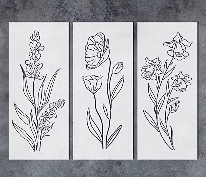 16 Pieces Wild Flower Stencils Wildflower Painting Stencils Reusable Flower  Template DIY Small Flower Painting Stencils 
