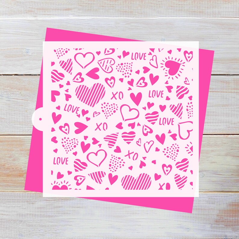 Heart Art Pattern Stencil Love Stencil Cookie Stencil Etsy