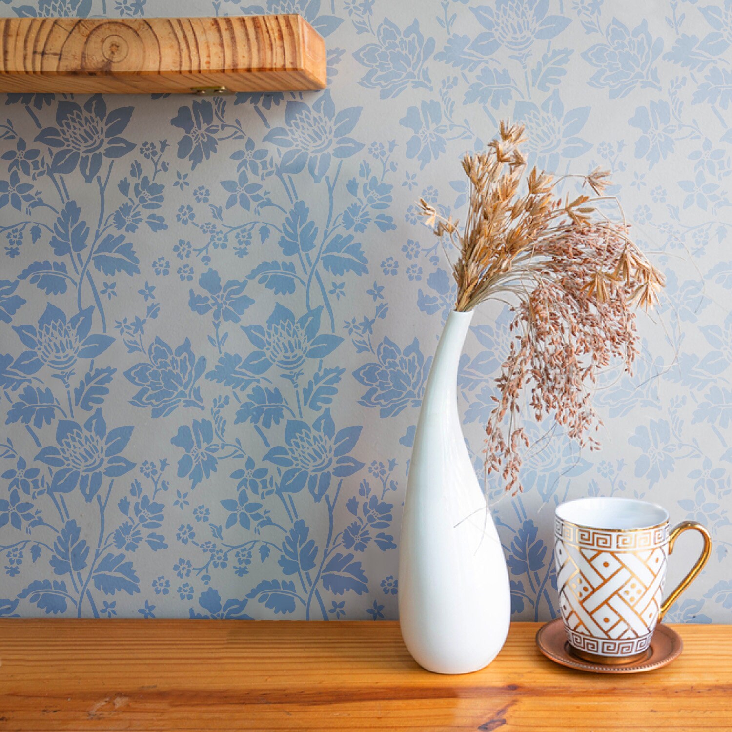 Large Floral Wall Stencilreusable Flower Painting Stencil for Etsy