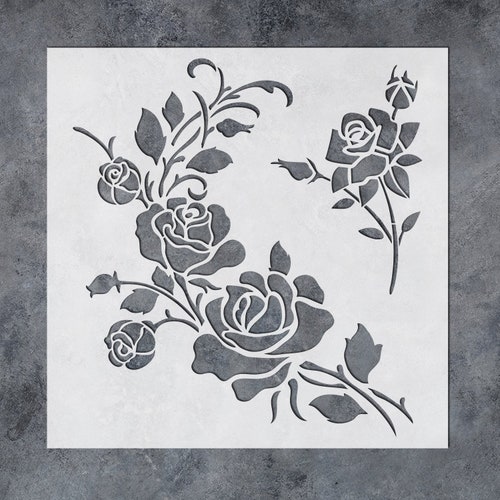 Corner Flower Rose Stencil Reusable Rose Stencils for Etsy
