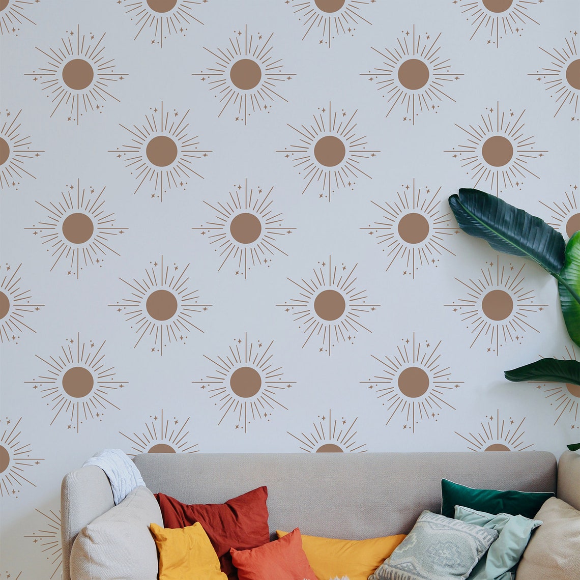 Sunburst Stencil Boho Sun Wall Stencilsreusable Burst Stencil Etsy