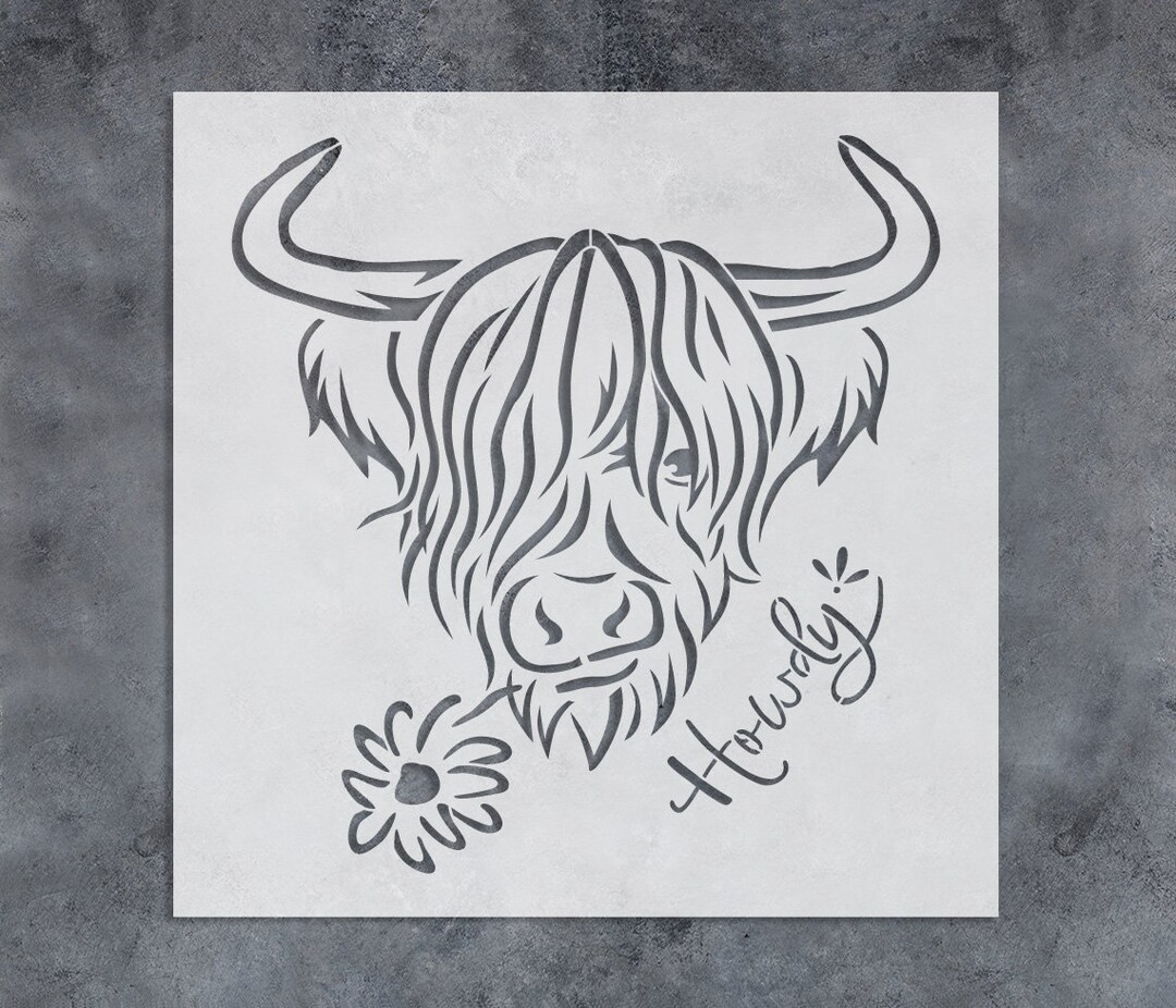 Highland Cow Stencil reusable Stencils For Wall Art Home Decor 
