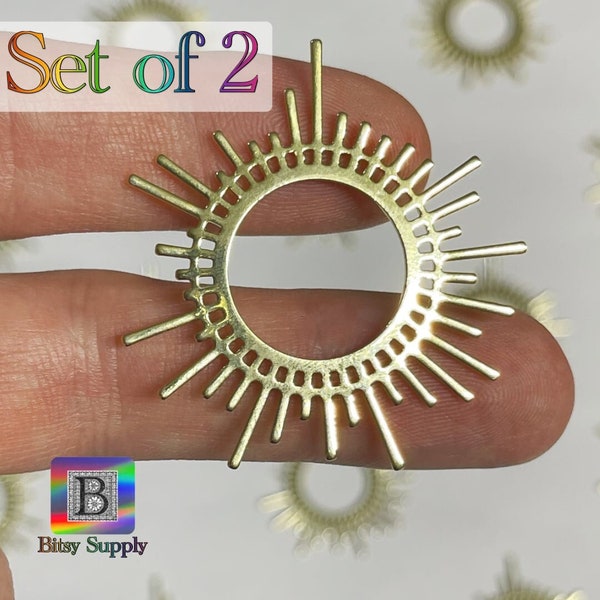 1.8 Inch 18k Gold Plated Suncatcher Charms | Sun With Rays Sun Catcher Supplies | DIY Car Charm Celestial Pendant Jewelry Supplies BD02