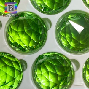 30mm Peridot Crystal Ball Prisms for Suncatcher Green Glass Teardrops for Windows Bulk Chandelier Supplies BC69