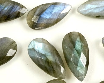 Natural Big Size Smooth Labradorite Pear Shape Briolettes Loose Beads 25-35mm Long AAA Natural Labradorite Gemstone 10 Piece Blue Flashy