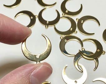 10pcs 19mm Moon 14k Gold-Plated Earring Charm, Brass Horned Crescent Lunula Suncatcher Necklace Pendant Jewelry Making Supplies CH82