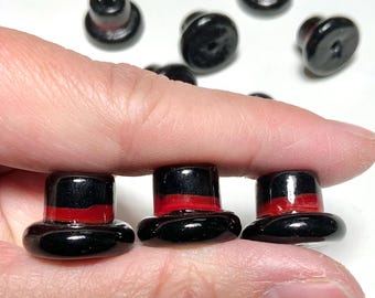 17.5mm Glass Top Hat for Snowman, 3pcs Artisan Made Lampwork Beads, DIY Christmas Winter Jewelry, Pendants, Ornaments, or Suncatchers CH06