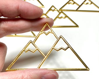 3 inch Gold Snowy Mountain Range Suncatcher Frame, 76mm Lightweight Alloy Connector Resin Bezel Window Hanging for DIY Sun Catcher CH02