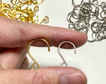 30pcs Small 22mm Stainless Steel hooks for Hanging Suncatcher or Car Charms, Gold or Silver Ornament Hanger DIY Craft Supplies Charms CH78