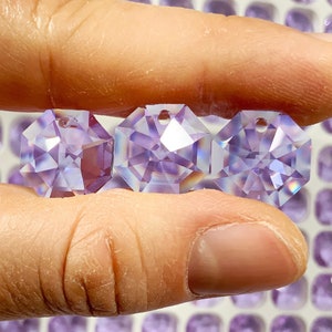 14mm Fancy Octagon 1-Hole Violet Prism for Sun Catcher Uncoated Colored Glass Small Crystal Octagon Beads Chandelier Supplies BG48
