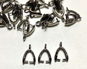 Small Metallic Black Brass Pinch Bails Smaller, Alternative to Jump Rings for Window Crystals, Ice Pick Bail DIY SunCatcher Supplies CH77