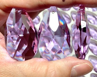 Atrapasol de lágrima de zafiro violeta de 38 mm, colgante de gota de lluvia de 1,5 pulgadas, prisma de cristal para ventana, suministros para bricolaje CC39