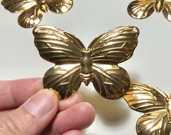 5pcs 2.4 inch 2 or 3-Hole Butterfly Suncatcher Frame Embossed Brass Metal Charm Focal for DIY Sun Catcher Multi-Hole Hanging Points CH45