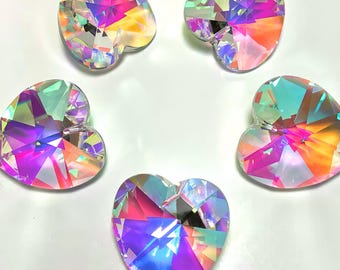 46mm Large Iridescent Heart Crystal, Clear AB Suncatcher Prism for Windows, DIY Pet Memorial Mothers Day or Christmas Ornament Supplies CE84