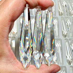 Enorm 7,5 cm klar trippelskuren istappkristallsolfångare 76 mm blykristalldroppe ljuskronatillbehör glasprisma julgransprydnad BH81