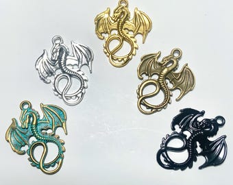 35mm Dragon Charms, 10pcs Wyvern Fantasy Pendant Jewelry or Suncatcher, Amphiptere DIY Necklace Earring Ren faire cosplay Accessories CE60