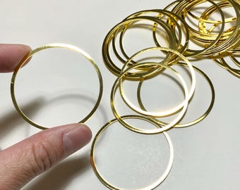 50mm 3pcs 18k Gold-Plated Hoop for Suncatcher Frame or Jewelry, 2 inch n Solid Ring for wire wrapping ornaments, earrings, car charms CH76