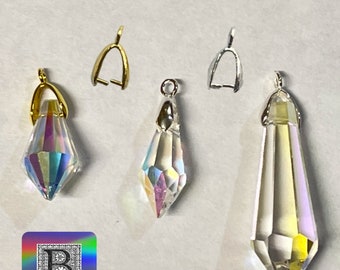 Small Gold Colored Brass Pinch Bails Smaller | Alternative to Jump Rings for Suncatcher Prisms | Ice Pick Bail | Window Prism Hooks BC52G