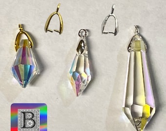Small Silver Colored Brass Pinch Bails Smaller | Alternative to Jump Rings for Window Crystals | Ice Pick Bail DIY SunCatcher Supplies BC52S