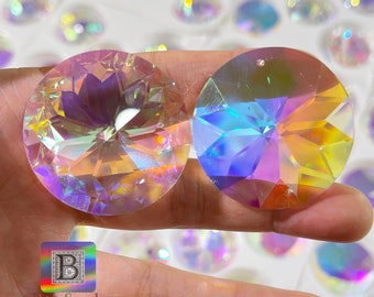 40 mm 2 trous AB Crystal Disc Suncatcher Link prismes pour Windows | Lustre en verre au plomb 30 % tournesols | Fournitures de bricolage en vrac pour attrape-soleil BC47