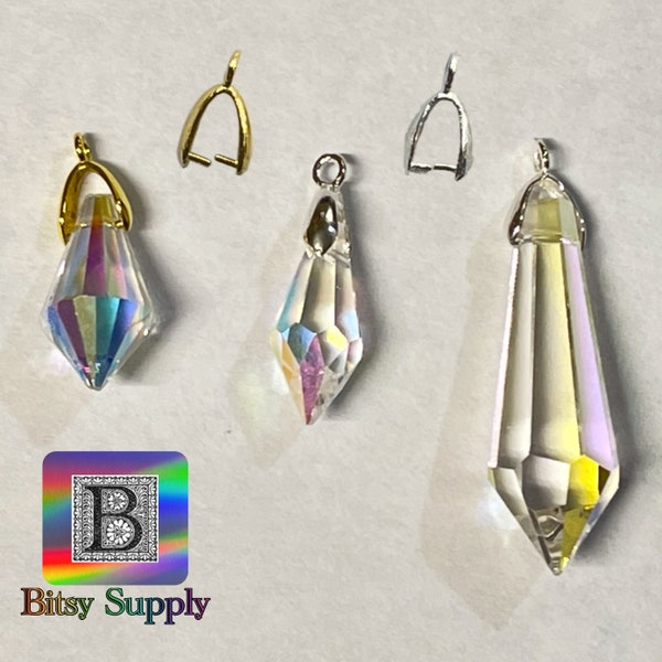 Gold Colored Brass Pinch Bails Smaller | Alternative to Jump Rings for Suncatcher Prisms | Ice Pick Bail | Window Prism Hooks BC52G