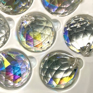 30mm AB Crystal Ball for Suncatcher, Aurora Borealis Prism Rainbow Maker Chandelier Supplies Faceted 30% Leaded Crystal Glass BB87