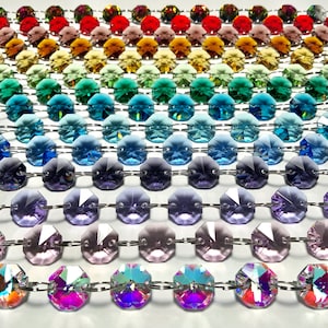 Guirnalda octogonal de alta calidad de 1 yarda, aprox. 49 piezas por tira. Elige tu color. Hecha de vidrio de color, no recubierta de plástico de color. CD53