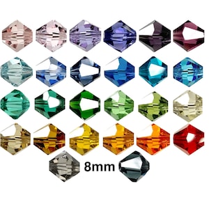 8mm Bicone High Quality 25pcs Bitsy Crystal for Jewelry Suncatchers or Car Charm Supplies, Glass Beads for Earrings or Necklace CE08
