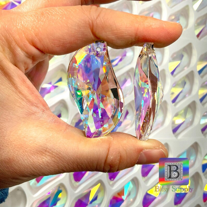 50mm Fully Leaded AB Coated Swing Prism for DIY Suncatchers, Chandelier Parts, Iridescent Sparkles