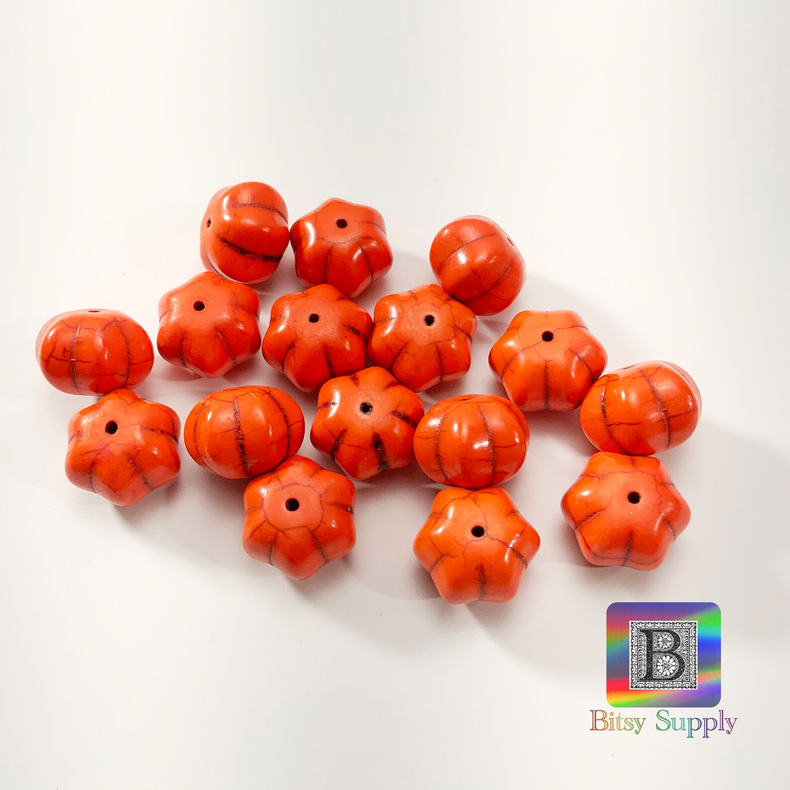 Bulk 16 Large Orange Howlite Pumpkin 18x13mm Beads for Halloween ...