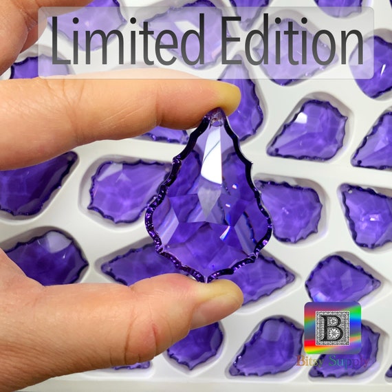 Pick Size- 50mm or 38mm Purple Baroque Crystal Suncatcher Pendalogue Glass Drop Blue Violet Prism 30% Leaded Pendant Vintage Chandelier BD81
