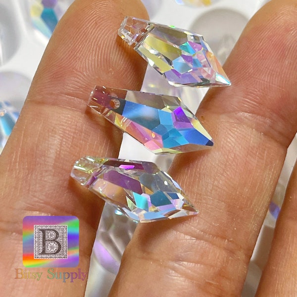 Earring Prisms for Sun Catcher Earrings 20mm Double Cut Mini Icicles AB Aura Crystal Suncatcher Prism Beads 30% Leaded Chandelier Parts BC11